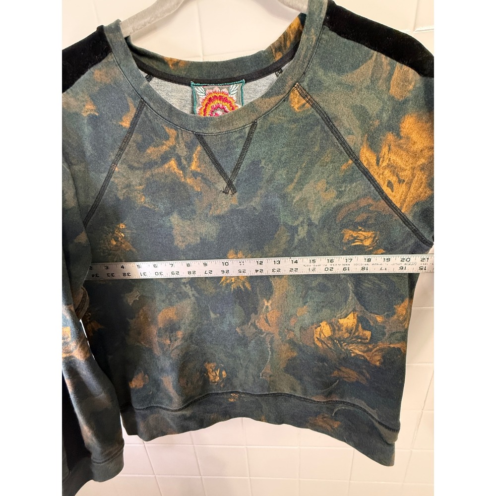 Johnny Was Los Angeles Floral Tie Dye Velvet Stripe Sweatshirt J17621-0 Teal M - Picture 7 of 9